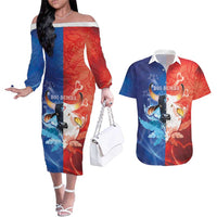 Personalized Brazil Folklore Festival Couples Matching Off The Shoulder Long Sleeve Dress and Hawaiian Shirt Boi Bumba - Wonder Print Shop