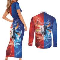 Personalized Brazil Folklore Festival Couples Matching Short Sleeve Bodycon Dress and Long Sleeve Button Shirt Boi Bumba - Wonder Print Shop