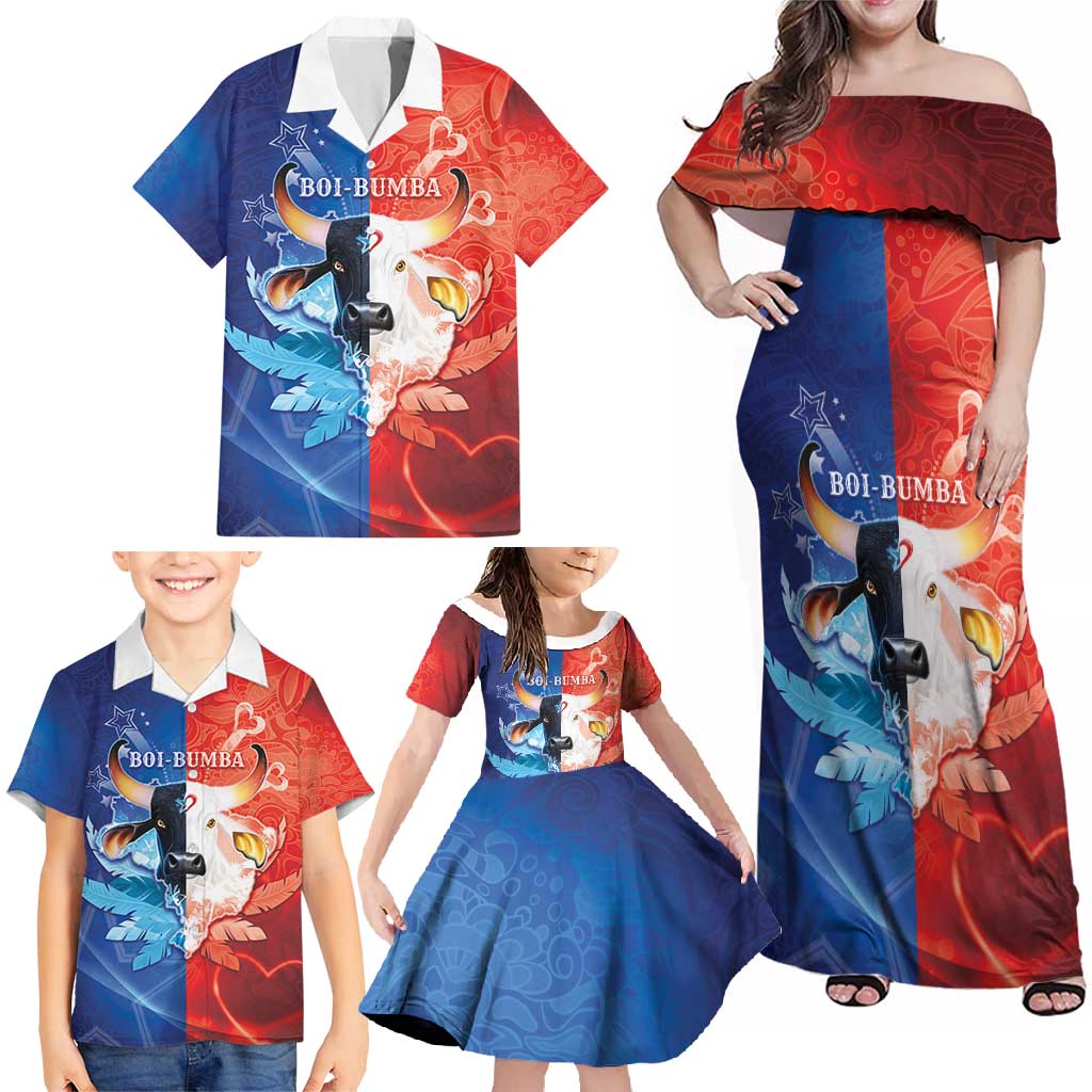 Personalized Brazil Folklore Festival Family Matching Off Shoulder Maxi Dress and Hawaiian Shirt Boi Bumba - Wonder Print Shop