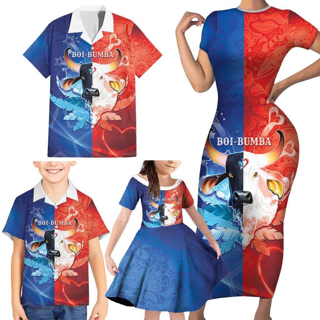 Personalized Brazil Folklore Festival Family Matching Short Sleeve Bodycon Dress and Hawaiian Shirt Boi Bumba - Wonder Print Shop