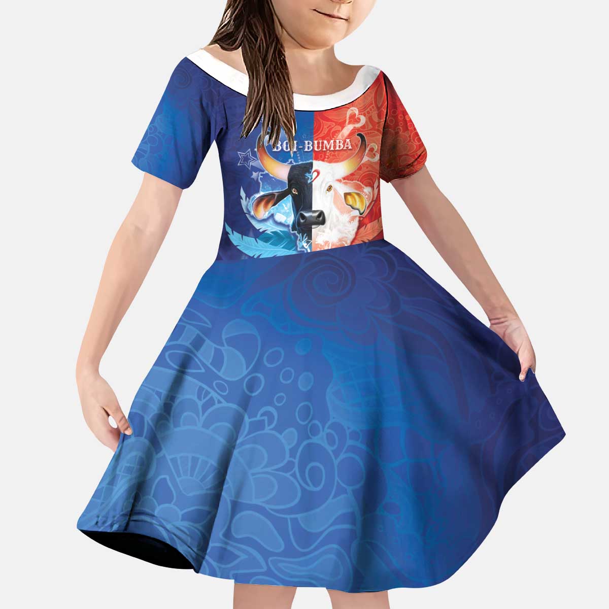 Personalized Brazil Folklore Festival Kid Short Sleeve Dress Boi Bumba - Wonder Print Shop