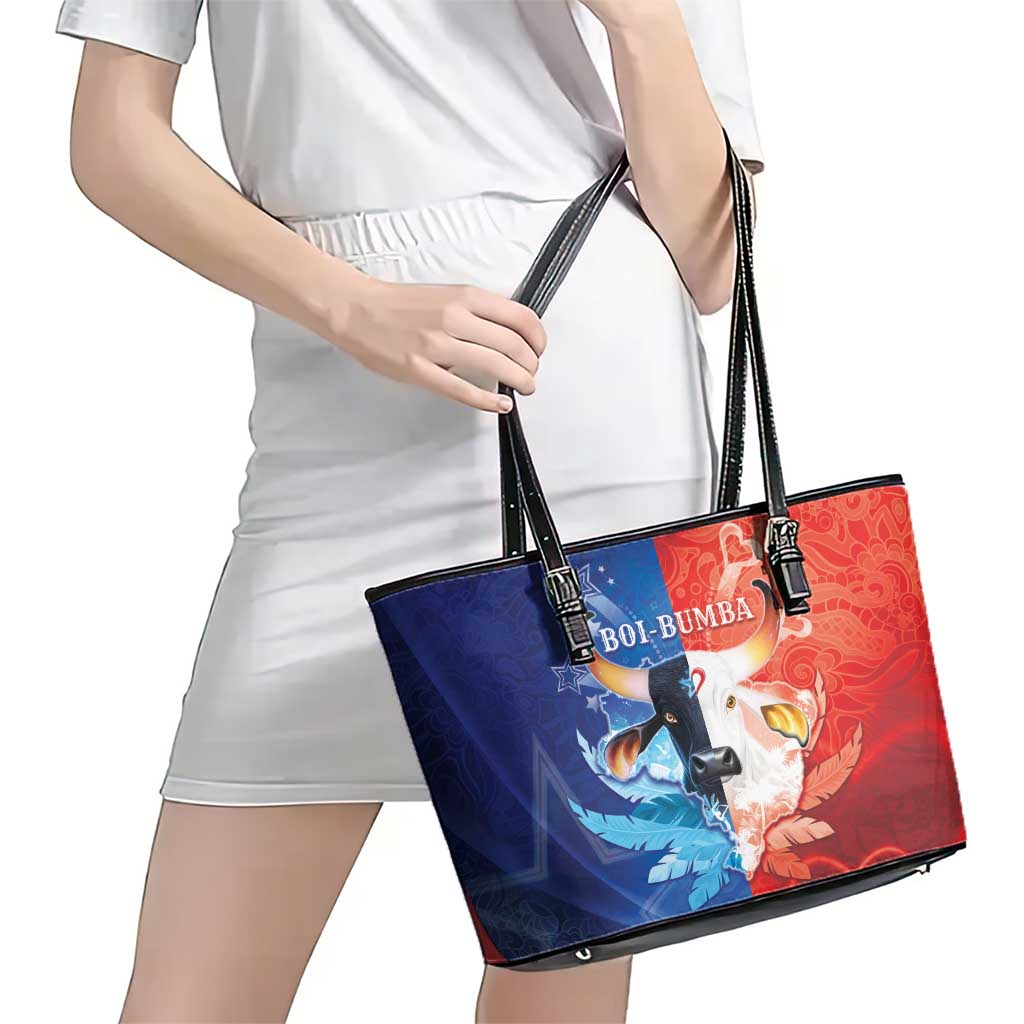 Brazil Folklore Festival Leather Tote Bag Boi Bumba - Wonder Print Shop