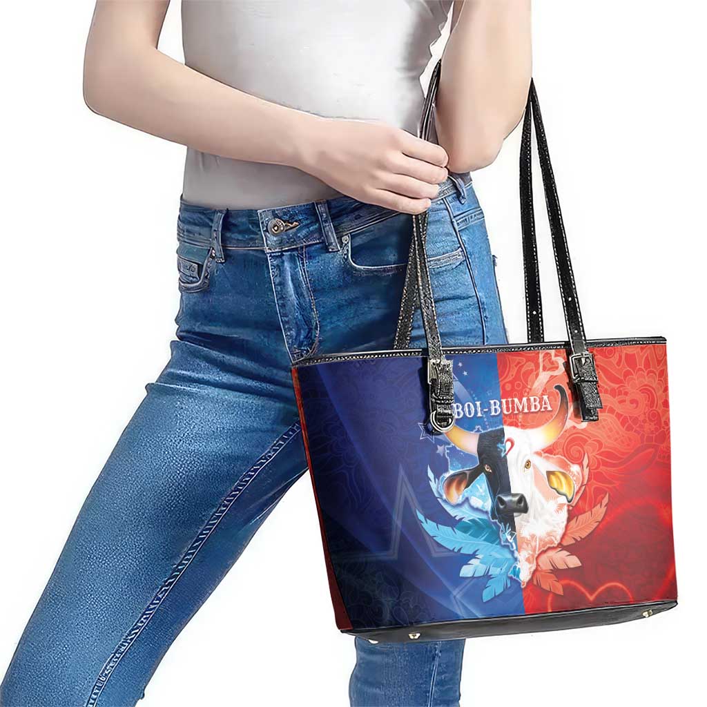 Brazil Folklore Festival Leather Tote Bag Boi Bumba - Wonder Print Shop