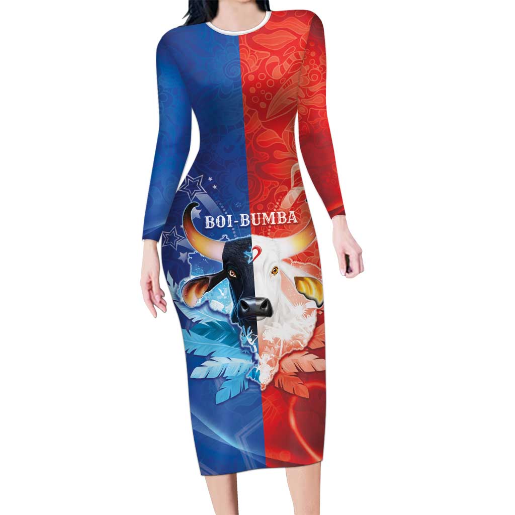 Personalized Brazil Folklore Festival Long Sleeve Bodycon Dress Boi Bumba - Wonder Print Shop
