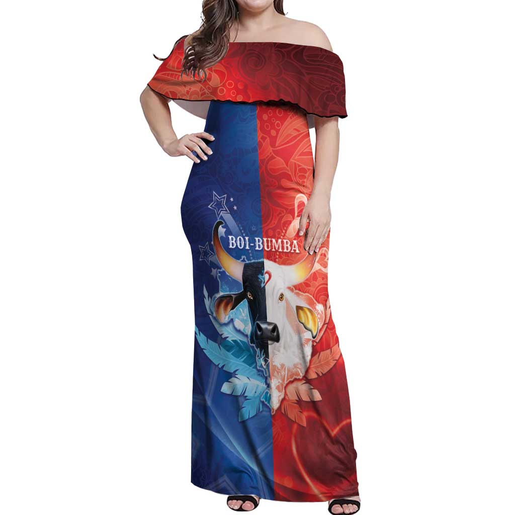Personalized Brazil Folklore Festival Off Shoulder Maxi Dress Boi Bumba - Wonder Print Shop