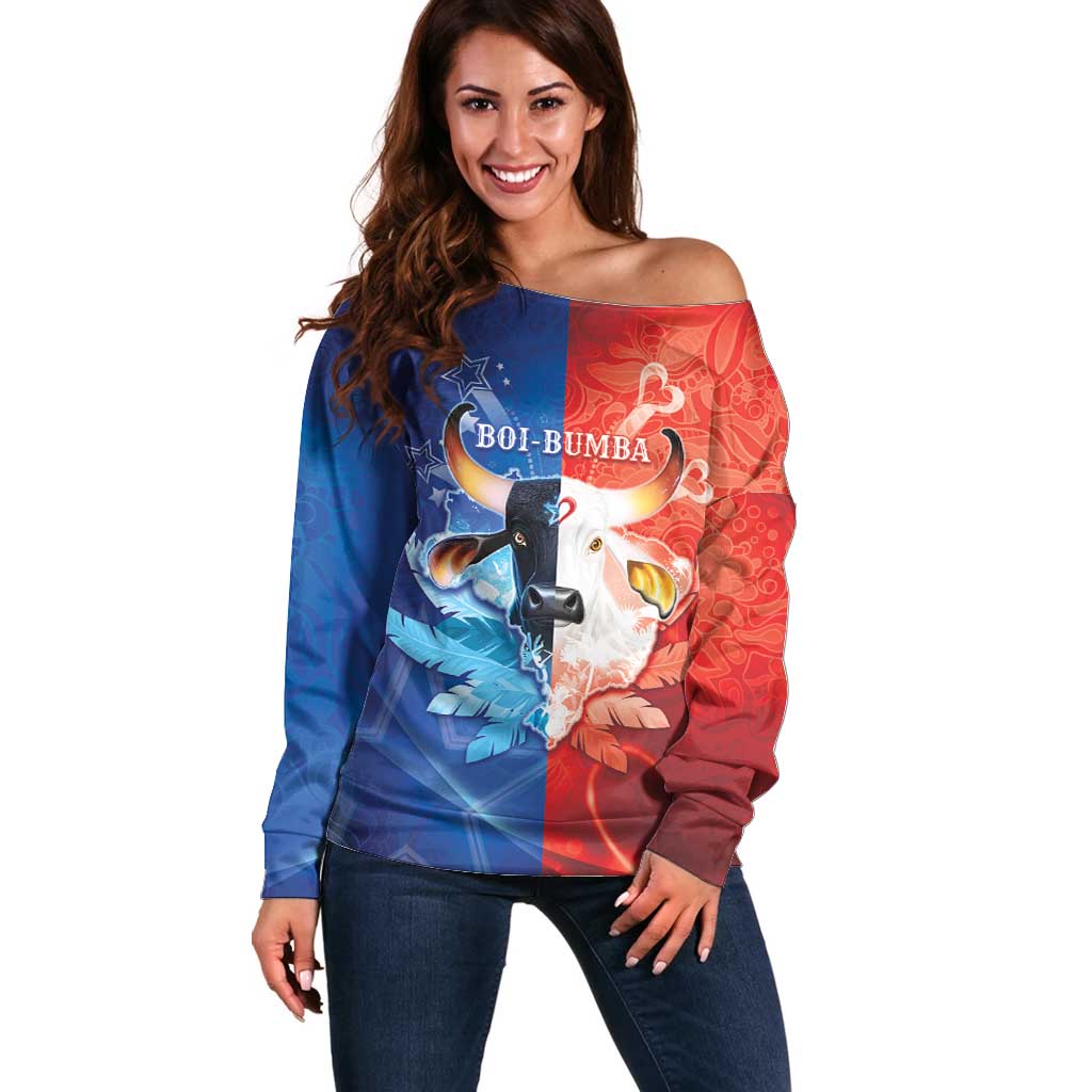 Personalized Brazil Folklore Festival Off Shoulder Sweater Boi Bumba - Wonder Print Shop