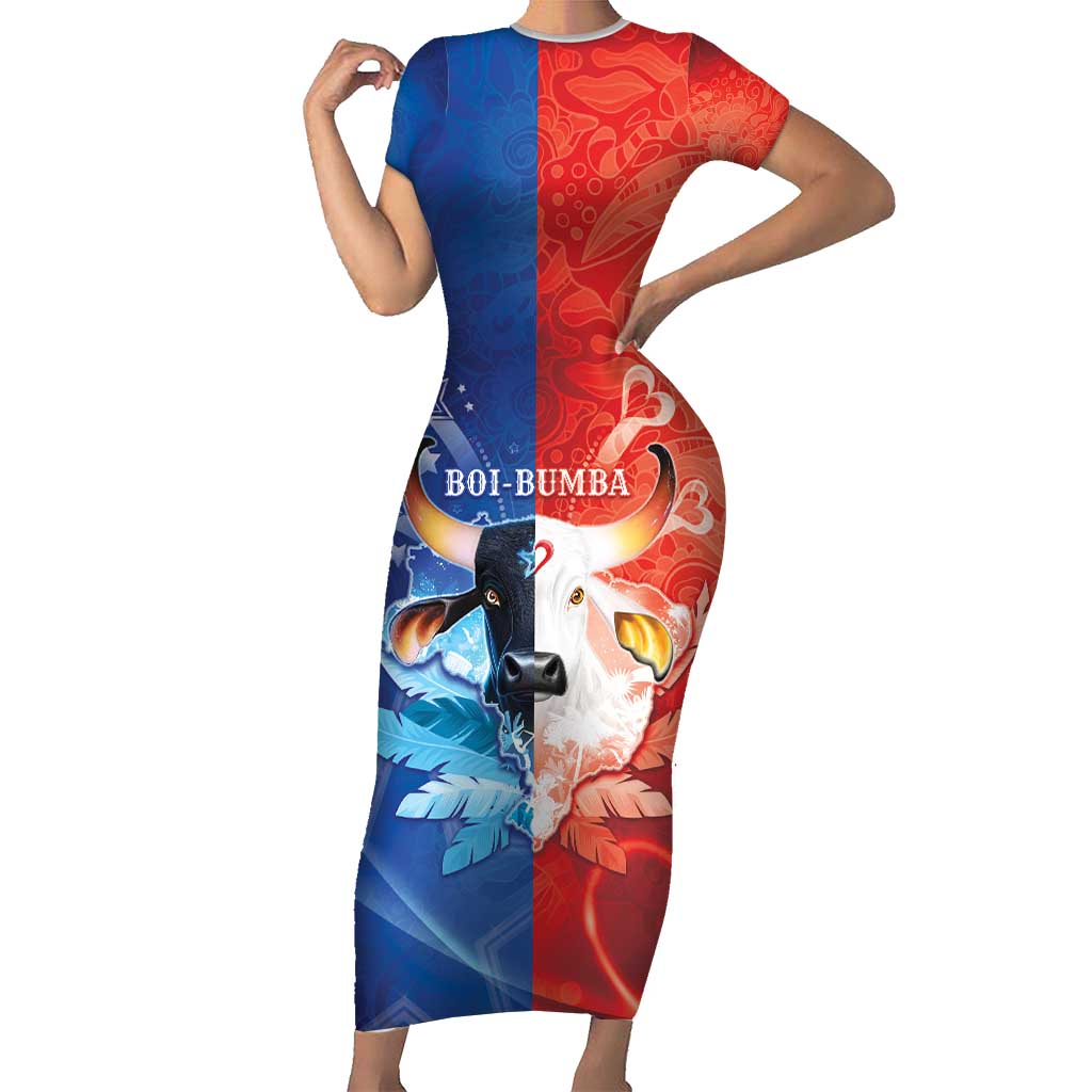 Personalized Brazil Folklore Festival Short Sleeve Bodycon Dress Boi Bumba - Wonder Print Shop