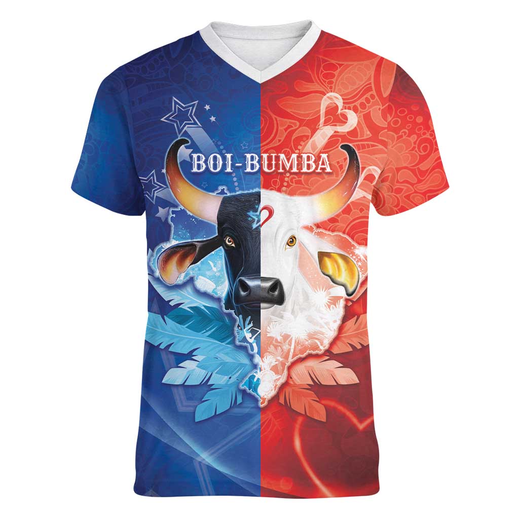Personalized Brazil Folklore Festival Women V-Neck T-Shirt Boi Bumba - Wonder Print Shop