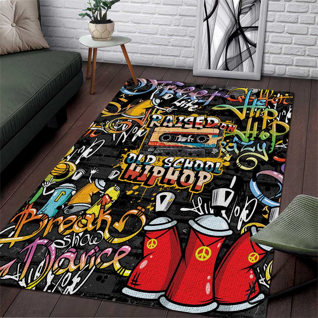 Raised On Hip Hop Area Rug Graffiti Art Style - Wonder Print Shop