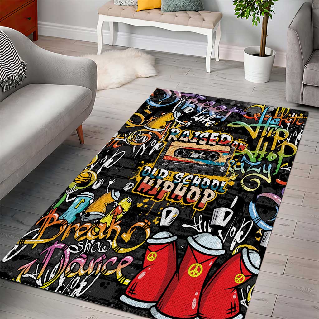 Raised On Hip Hop Area Rug Graffiti Art Style - Wonder Print Shop