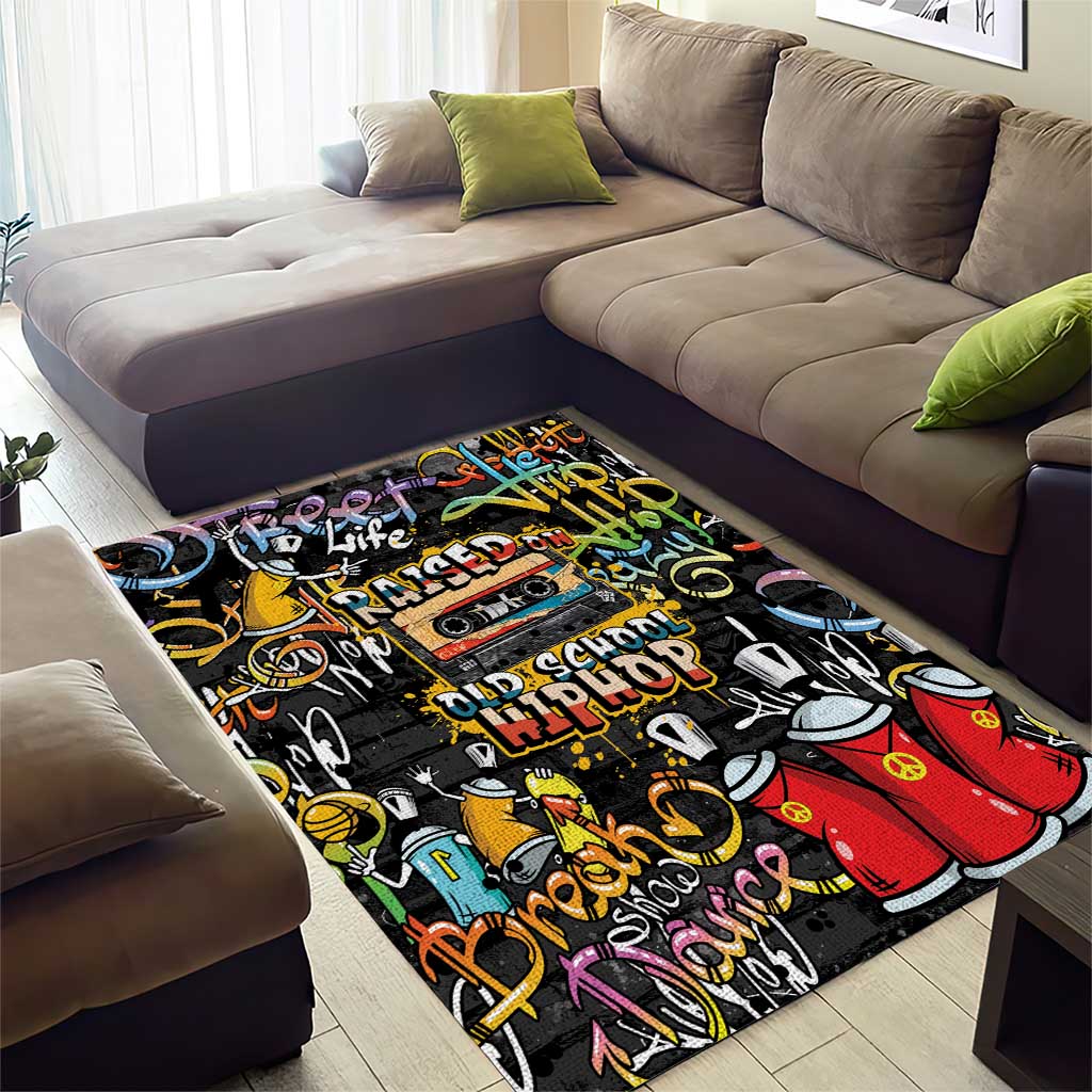 Raised On Hip Hop Area Rug Graffiti Art Style - Wonder Print Shop