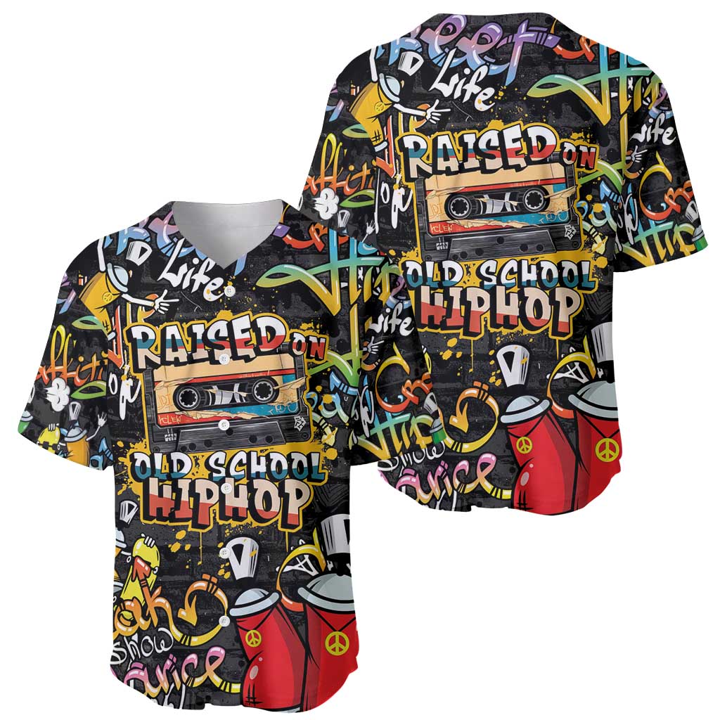 Raised On Hip Hop Baseball Jersey Graffiti Art Style - Wonder Print Shop
