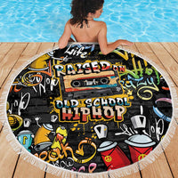 Raised On Hip Hop Beach Blanket Graffiti Art Style - Wonder Print Shop