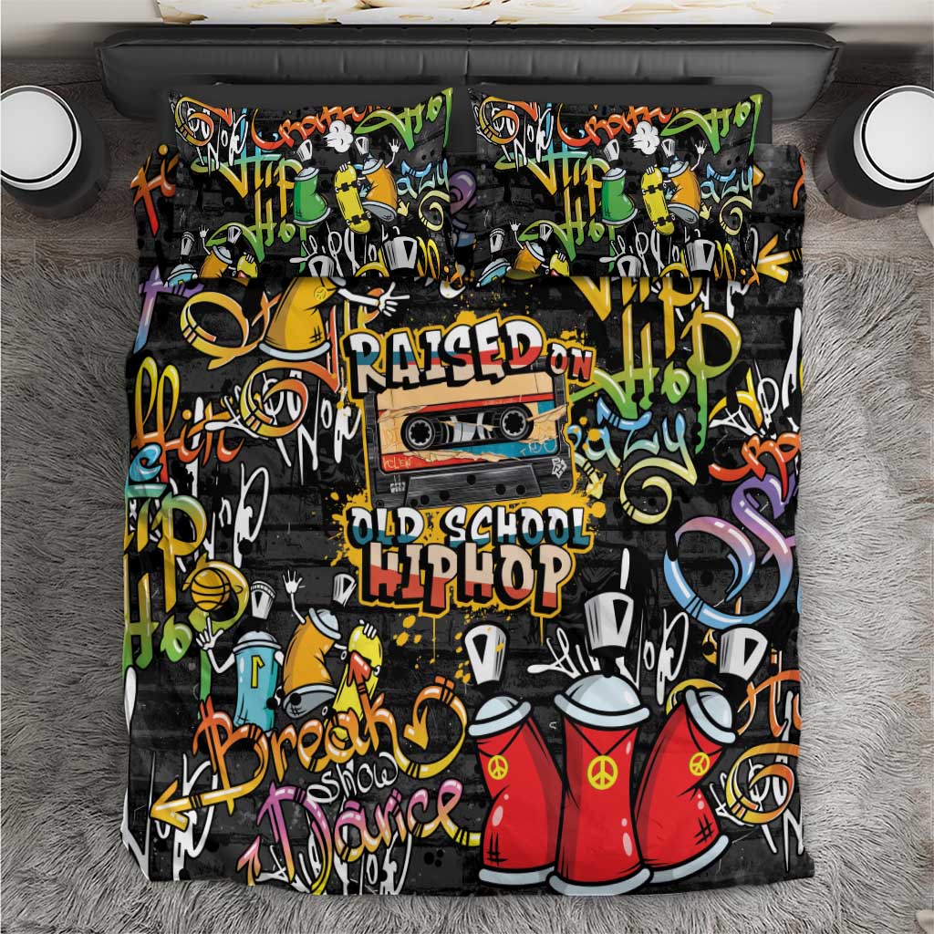 Raised On Hip Hop Bedding Set Graffiti Art Style - Wonder Print Shop