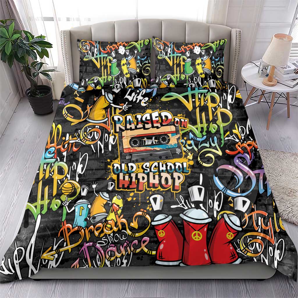 Raised On Hip Hop Bedding Set Graffiti Art Style - Wonder Print Shop