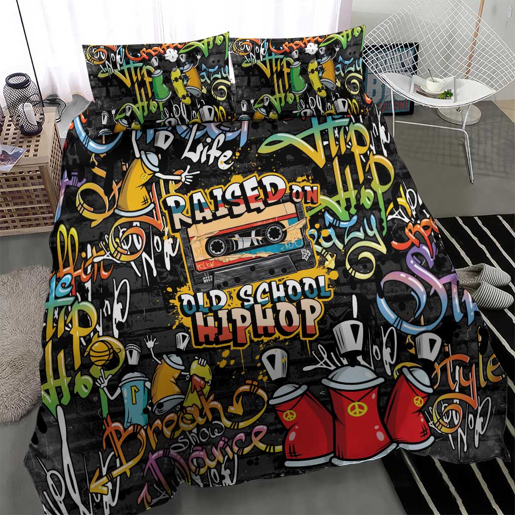 Raised On Hip Hop Bedding Set Graffiti Art Style - Wonder Print Shop