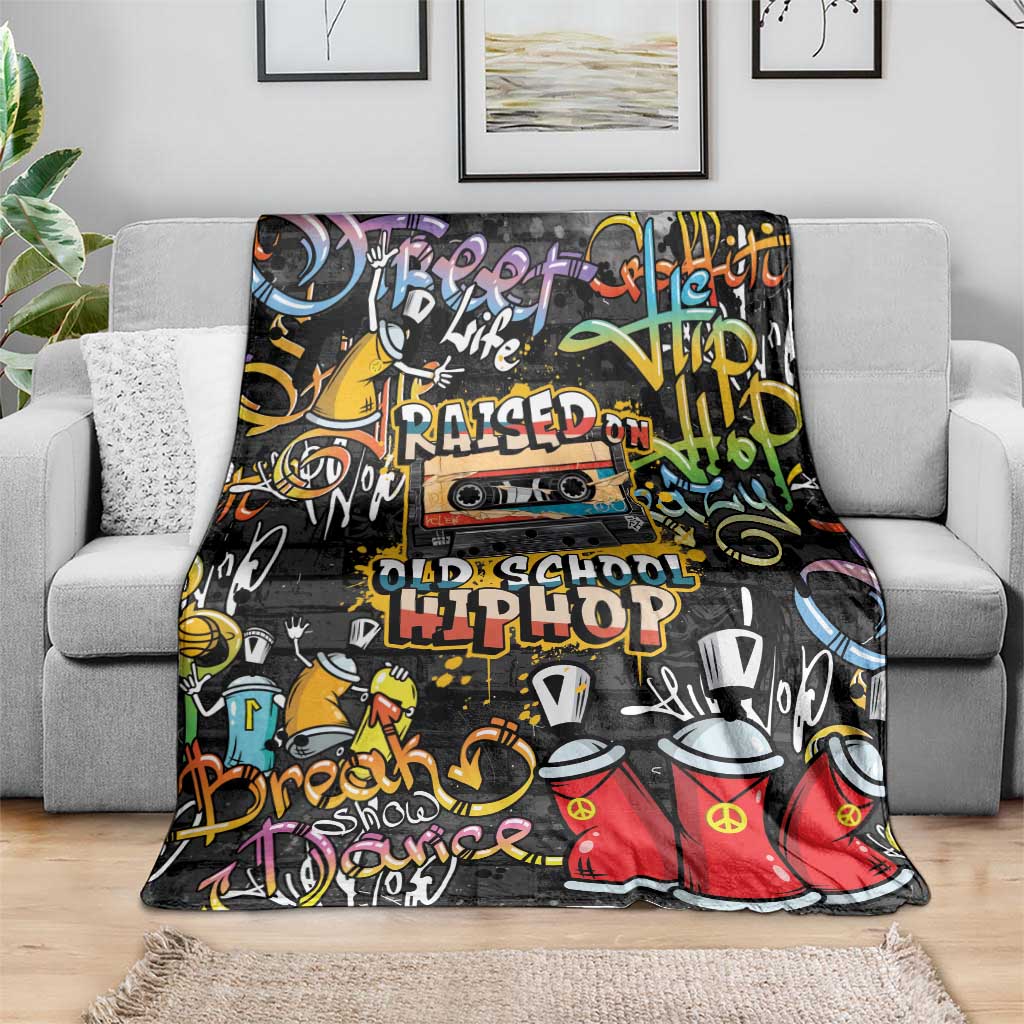 Raised On Hip Hop Blanket Graffiti Art Style - Wonder Print Shop
