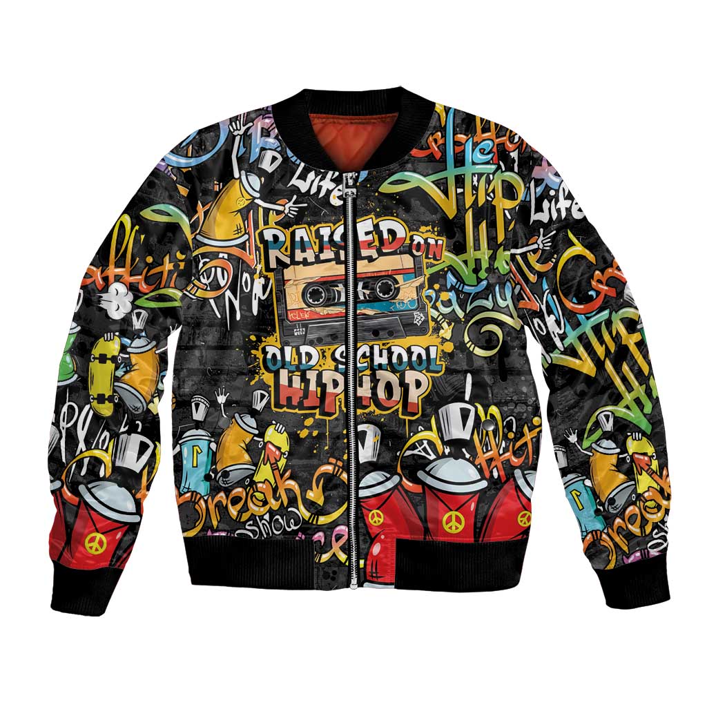Raised On Hip Hop Bomber Jacket Graffiti Art Style - Wonder Print Shop