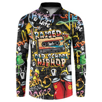 Raised On Hip Hop Button Sweatshirt Graffiti Art Style - Wonder Print Shop