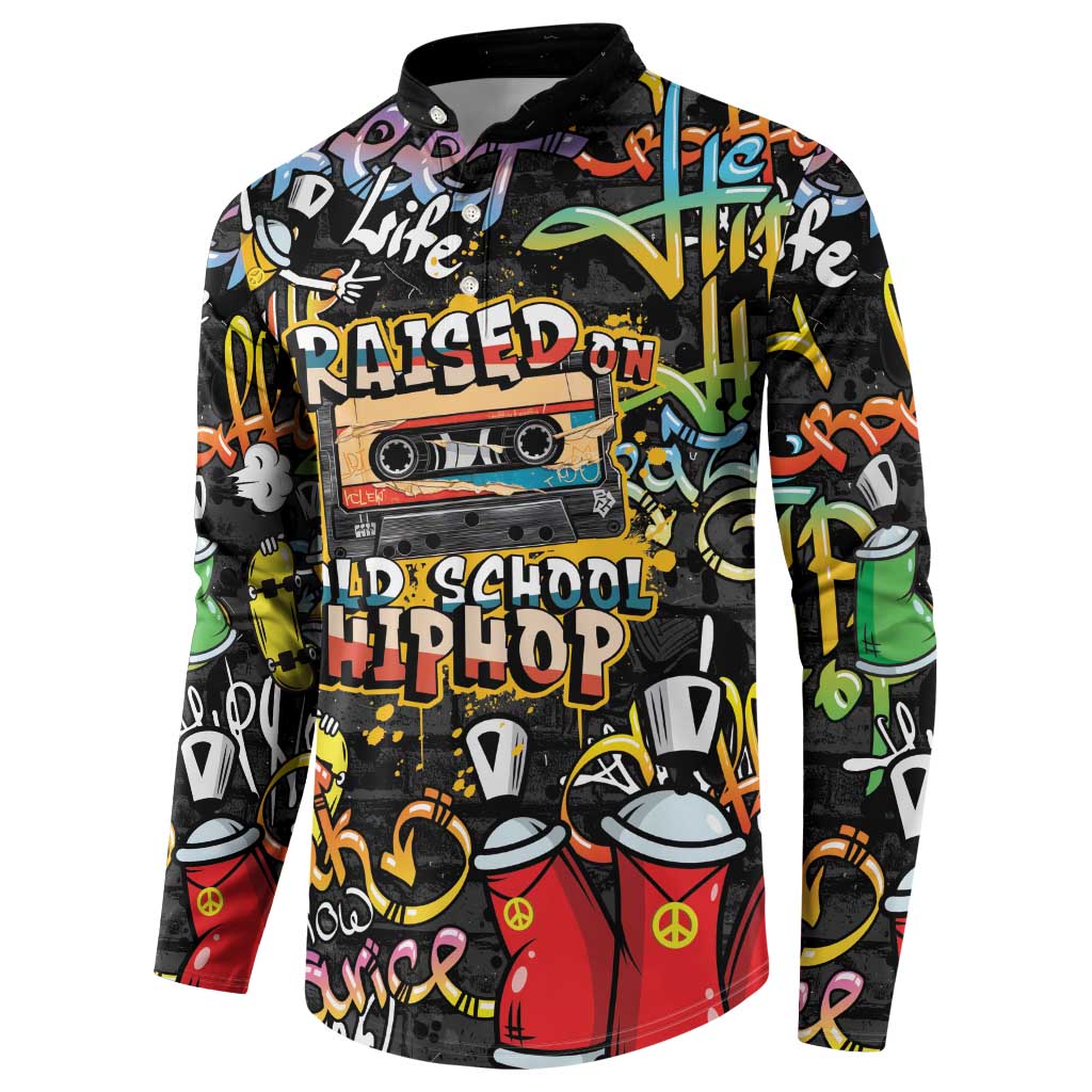 Raised On Hip Hop Button Sweatshirt Graffiti Art Style - Wonder Print Shop