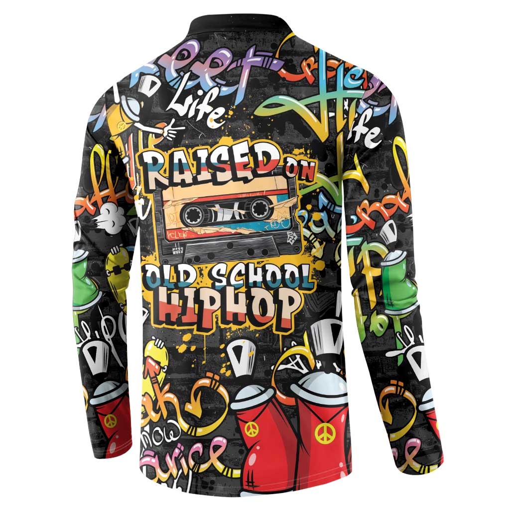 Raised On Hip Hop Button Sweatshirt Graffiti Art Style - Wonder Print Shop
