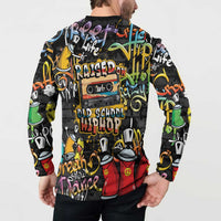 Raised On Hip Hop Button Sweatshirt Graffiti Art Style - Wonder Print Shop