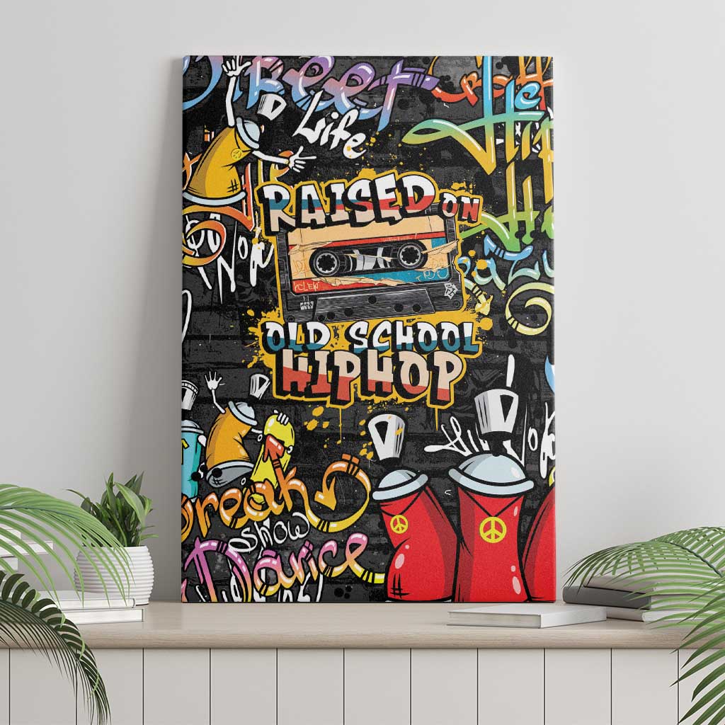 Raised On Hip Hop Canvas Wall Art Graffiti Art Style - Wonder Print Shop