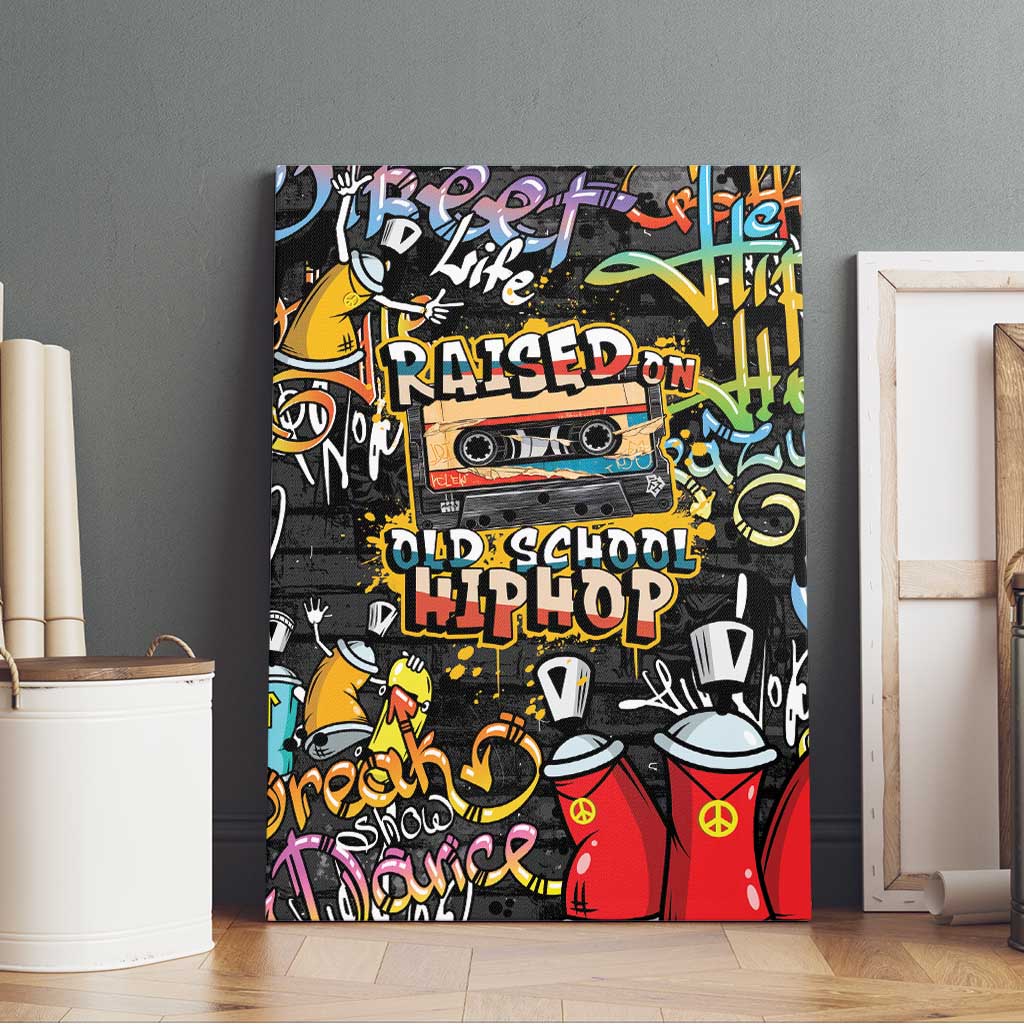 Raised On Hip Hop Canvas Wall Art Graffiti Art Style - Wonder Print Shop