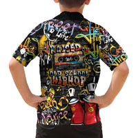 Raised On Hip Hop Family Matching Off The Shoulder Long Sleeve Dress and Hawaiian Shirt Graffiti Art Style - Wonder Print Shop