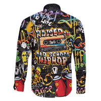 Raised On Hip Hop Family Matching Off The Shoulder Long Sleeve Dress and Hawaiian Shirt Graffiti Art Style - Wonder Print Shop