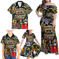 Raised On Hip Hop Family Matching Off Shoulder Maxi Dress and Hawaiian Shirt Graffiti Art Style - Wonder Print Shop