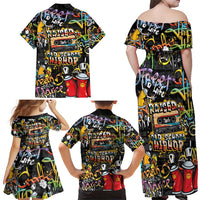 Raised On Hip Hop Family Matching Off Shoulder Maxi Dress and Hawaiian Shirt Graffiti Art Style - Wonder Print Shop