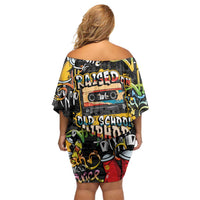 Raised On Hip Hop Family Matching Off Shoulder Short Dress and Hawaiian Shirt Graffiti Art Style - Wonder Print Shop