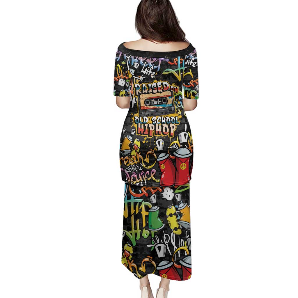 Raised On Hip Hop Family Matching Puletasi and Hawaiian Shirt Graffiti Art Style - Wonder Print Shop