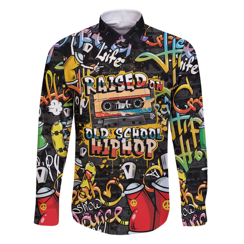 Raised On Hip Hop Family Matching Short Sleeve Bodycon Dress and Hawaiian Shirt Graffiti Art Style - Wonder Print Shop