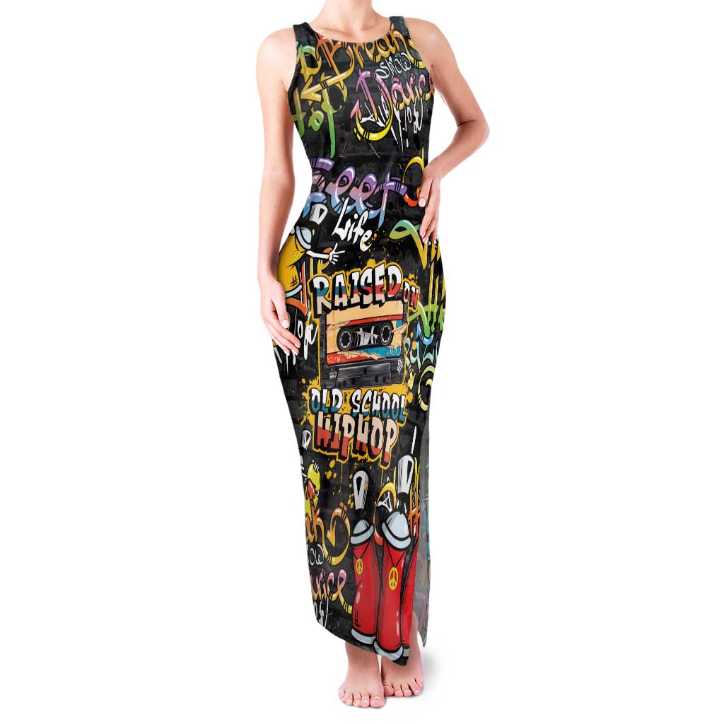 Raised On Hip Hop Family Matching Tank Maxi Dress and Hawaiian Shirt Graffiti Art Style - Wonder Print Shop