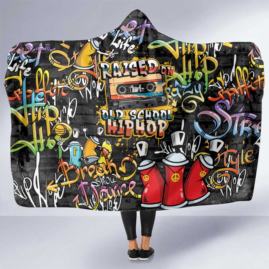 Raised On Hip Hop Hooded Blanket Graffiti Art Style - Wonder Print Shop