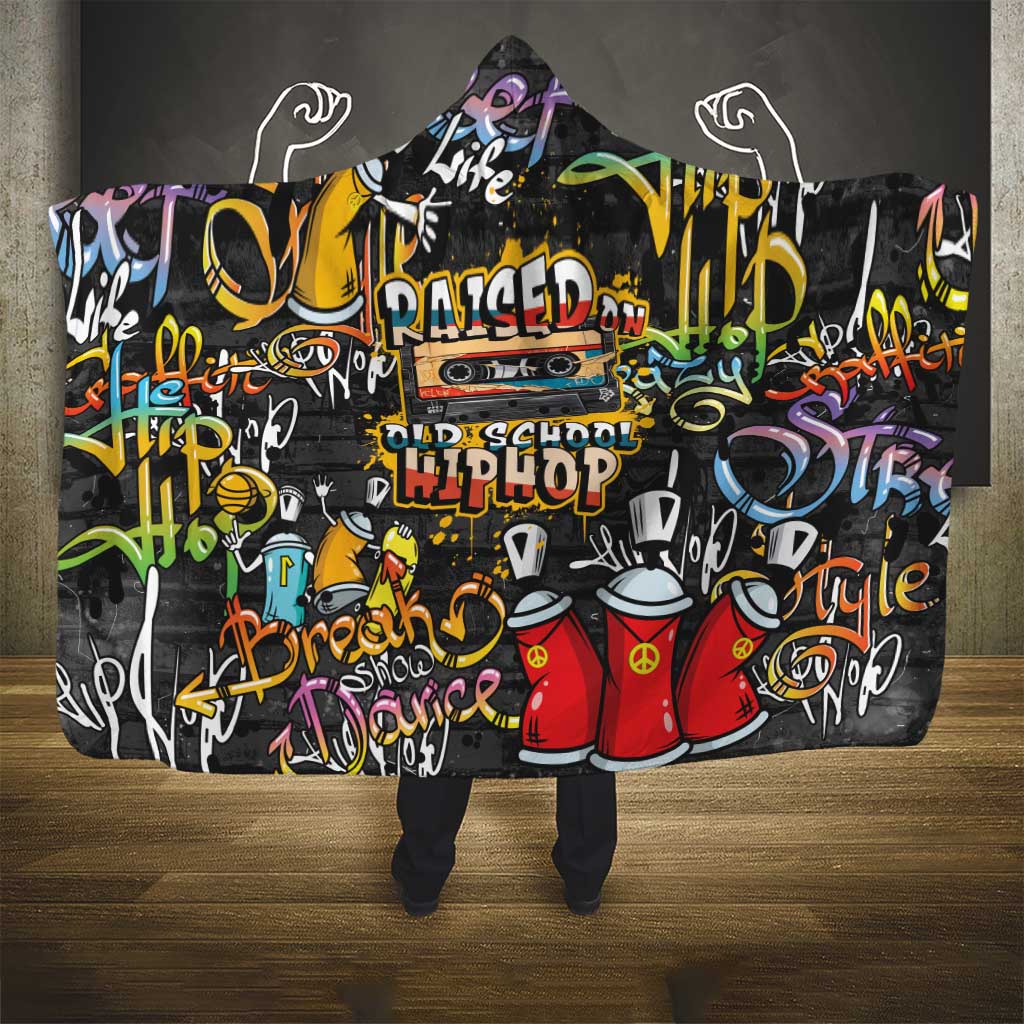 Raised On Hip Hop Hooded Blanket Graffiti Art Style - Wonder Print Shop