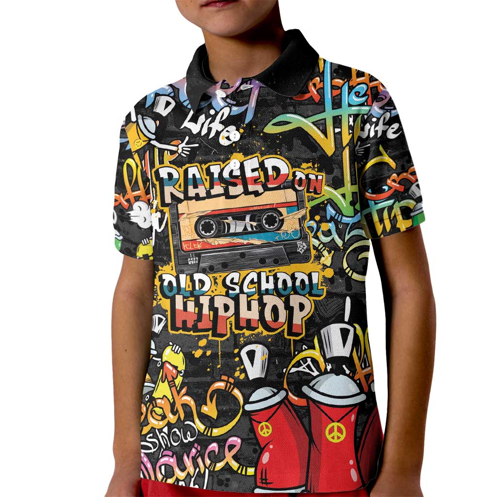 Raised On Hip Hop Kid Polo Shirt Graffiti Art Style - Wonder Print Shop