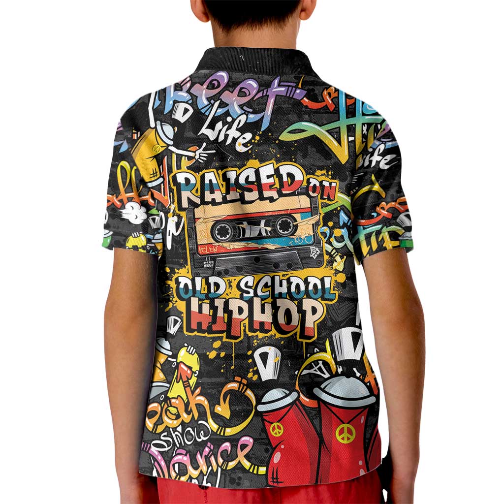Raised On Hip Hop Kid Polo Shirt Graffiti Art Style - Wonder Print Shop