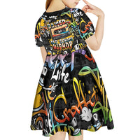 Raised On Hip Hop Kid Short Sleeve Dress Graffiti Art Style - Wonder Print Shop
