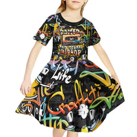 Raised On Hip Hop Kid Short Sleeve Dress Graffiti Art Style - Wonder Print Shop