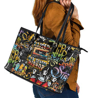 Raised On Hip Hop Leather Tote Bag Graffiti Art Style - Wonder Print Shop
