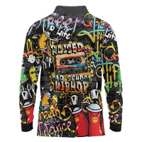 Raised On Hip Hop Long Sleeve Polo Shirt Graffiti Art Style - Wonder Print Shop