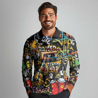 Raised On Hip Hop Long Sleeve Polo Shirt Graffiti Art Style - Wonder Print Shop