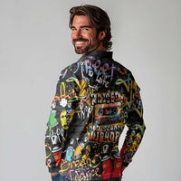 Raised On Hip Hop Long Sleeve Polo Shirt Graffiti Art Style - Wonder Print Shop