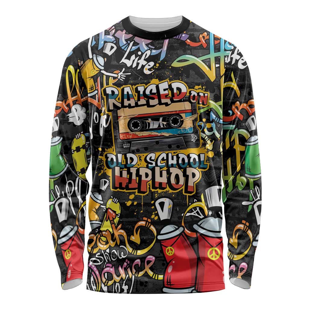 Raised On Hip Hop Long Sleeve Shirt Graffiti Art Style - Wonder Print Shop