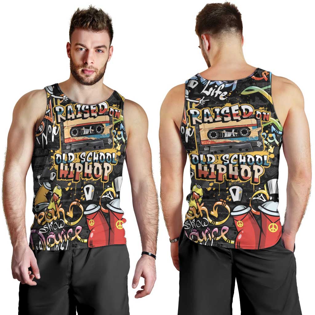 Raised On Hip Hop Men Tank Top Graffiti Art Style - Wonder Print Shop