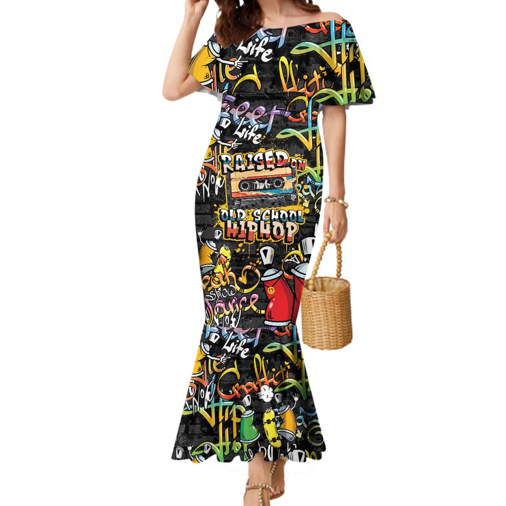 Raised On Hip Hop Mermaid Dress Graffiti Art Style - Wonder Print Shop