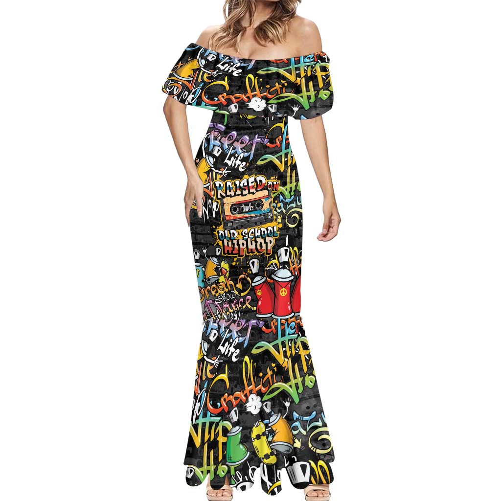 Raised On Hip Hop Mermaid Dress Graffiti Art Style - Wonder Print Shop